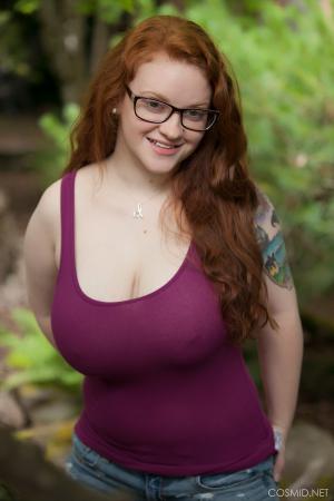Redhead screaming long hair curvy